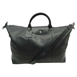 Longchamp-SAC DE VOYAGE LONGCHAMP LE FOULONNE L1624021047 BANDOULIERE CUIR NOIR BAG-Noir