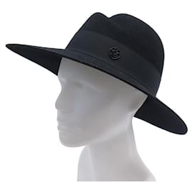 Maison Michel-NUOVO CAPPELLO MAISON MICHEL VIRGINIE M 59 CAPPELLO IN FELTRO NERO CM-Nero