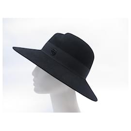 Maison Michel-NEUF CHAPEAU MAISON MICHEL VIRGINIE M 59 CM EN FEUTRE NOIR BLACK FELT HAT-Noir