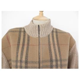 Burberry-CHALECO BURBERRY CON ESTAMPADO DE CUADROS TARTAN XL 56 CHAQUETA CHALECO DE LANA BEIGE-Beige