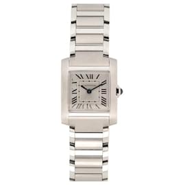 Cartier-NEW CARTIER TANK FRENCH PM WATCH 4472 25 MM QUARTZ STEEL STEEL WATCH-Silvery