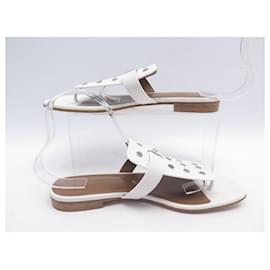 Hermès-HERMES SCARPE SANDALI GALLERY CLOU DE SELLE PALLADIO 38.5 scarpe di pelle-Bianco