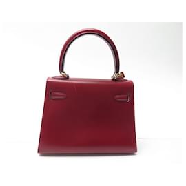 Hermès-VINTAGE HERMES KELLY HANDBAG 20 MINI SELLIER LEATHER BOX RED SHOULDER BAG-Red