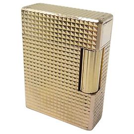 VINTAGE LIGHTER ST DUPONT LINE 2 PM DIAMOND TIP GOLD PLATED LIGHTER Golden