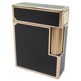 ST DUPONT LINE GAS LIGHTER 2 GOLD PLATE AND LIGHTER BLACK CHINESE LACQUER Golden