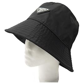 Prada-NEUF CHAPEAU BOB PRADA EN NYLON T 54 AVEC LOGO METALLIQUE BLACK BUCKET HAT-Noir