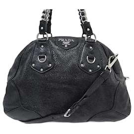 Prada-BORSA A MANO PRADA BAULETTO IN PELLE GRANATA BORSA A MANO IN PELLE TOTE-Nero