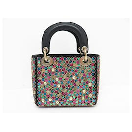 Christian Dior-NUEVO BOLSO DE MANO CHRISTIAN DIOR LADY MINI DE ANTE Y LENTEJUELAS NUEVO BOLSO DE MANO MONEDERO-Multicolor