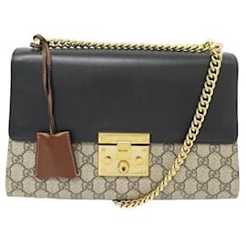 Gucci-BOLSA GUCCI PADLOCK GG M 409486 BOLSA DE MÃO CROSSBODY DE LONA E COURO GG-Outro