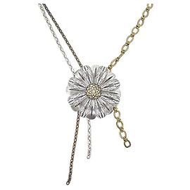 COLAR VINTAGE LANVIN FLOR COM STRASS 50 COLAR DE FLOR DE AÇO DE DOIS TONS DE METAL Outro