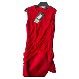 Robe Alexander McQueen Rouge en Coton Drapé Rouge