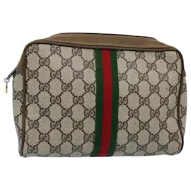 Gucci-GUCCI Pochette GG Supreme Web Sherry Line Beige Rosso Verde Auth yk9805-Rosso,Beige,Verde