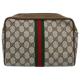 Gucci-Bolsa GUCCI GG Supreme Web Sherry Line Bege Vermelho Verde Autenticação9805-Vermelho,Bege,Verde