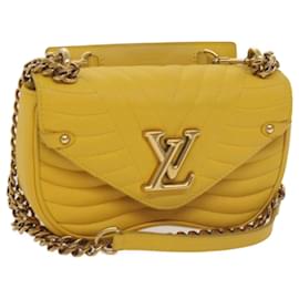 Louis Vuitton-LOUIS VUITTON Bolso con cadena New Wave PM Bolso de hombro Cuero Amarillo LV Auth 60852UNA-Amarillo