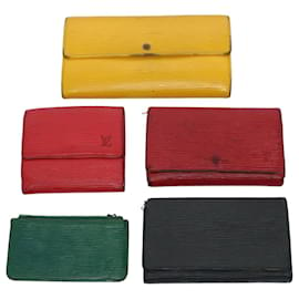 Louis Vuitton-LOUIS VUITTON Epi Coin Purse Wallet 5Set Red Yellow black LV Auth bs10656-Black,Red,Yellow