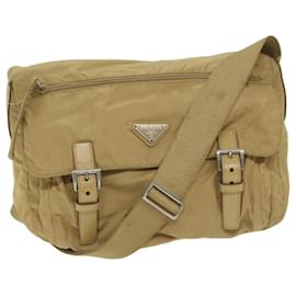 Prada-PRADA Shoulder Bag Nylon Beige Auth 61256-Beige