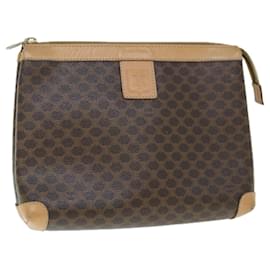 Céline-CELINE Bolso de mano de lona de macadán Cuero de PVC Marrón Auth yk9795-Castaño