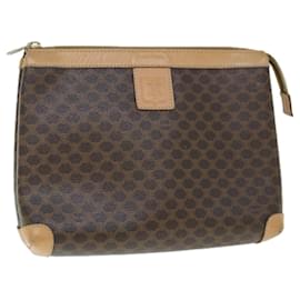 Céline-CELINE Macadam Canvas Clutch Bag PVC Leather Brown Auth yk9795-Brown
