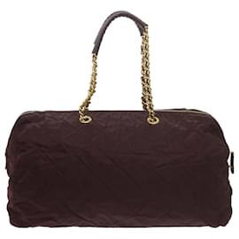 Prada-PRADA Quilted Chain Boston Bag Nylon Wine Red Auth bs10275-Other