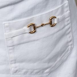Gucci-Jupe en jean à mors de cheval blanche Gucci (D38 /  ca46)-Blanc