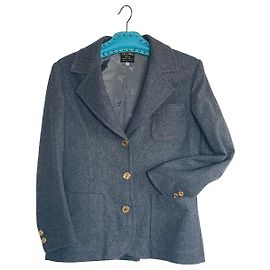 Céline wool jacket and skirt pants suit dark grey Dark grey Gold hardware