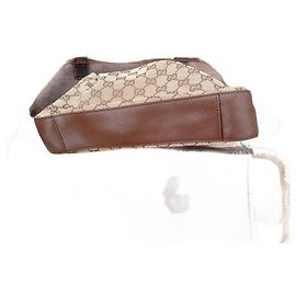 Sac hobo Gucci Monogram GG petit fermoir marron Marron