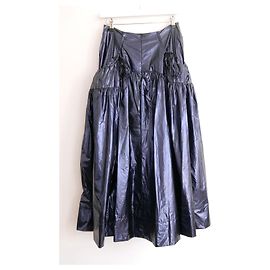 Rejina Pyo Anika Marineblauer Metallic-Lamé-Maxirock Marineblau