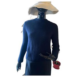 Pull Sandro Bleu Marine en Laine avec Fermeture Éclair Dos Bleu Marine