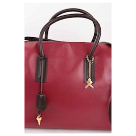 Lancel-Leather Shoulder Bags-Dark red