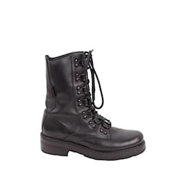 Autre Marque-Leather Lace-up Boots-Black