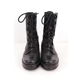 Autre Marque-Leather Lace-up Boots-Black