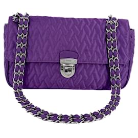 Prada-Flap Pochette Cloth Bag Anemone Purple-Purple