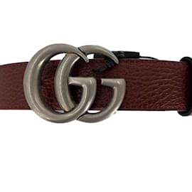 Gucci-Cinturón mediano reversible GG Marmont negro y marrón - Talla 80/32-Castaño