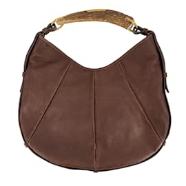 Saint Laurent-Mombasa Leather Bag Brown-Brown