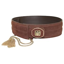 Temperley London-Cinturón con borlas y cadena en la cintura con candado de Temperley London en ante marrón-Castaño