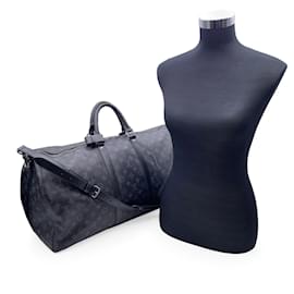 Louis Vuitton-Monogram Eclipse Keepall 55 Bandouliere Bag M40605-Black