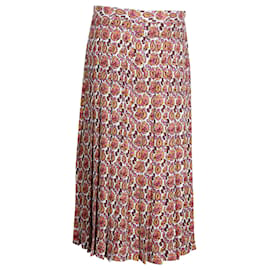 Victoria Beckham-Victoria Beckham Paisley-Print Pleated Midi Skirt in Multicolor Silk-Other,Python print