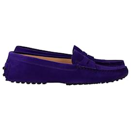 Tod's-Tod's Gommino Penny Loafers in Violet Suede-Purple