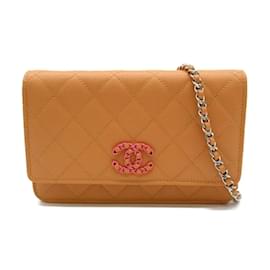 Chanel-CC Quilted Caviar Wallet on Chain AP3709 b14928 NS838-Orange