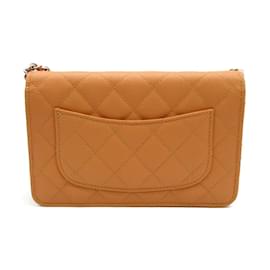 Chanel-CC Quilted Caviar Wallet on Chain AP3709 b14928 NS838-Orange