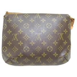 Louis Vuitton-Louis Vuitton Monograma Musette Tango Bolsa Crossbody de lona com alça longa M51388 em boa condição-Marrom