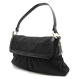 Fendi-Zucca Canvas Chef Flap Bag 8BR445-Black