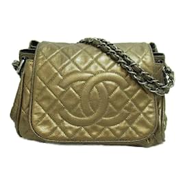 Chanel-CC Quilted Caviar Shoulder Bag-Golden