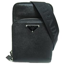Prada-Saffiano Leather Phone Crossbody Bag 2zh126-Black