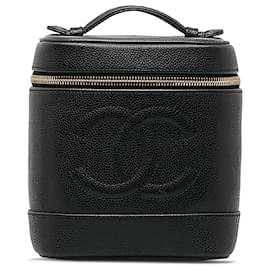 Chanel-Bolsa Chanel Black CC Caviar Vanity Bag-Preto