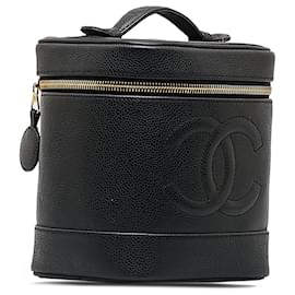 Chanel-Chanel Black CC Caviar Vanity Bag-Black