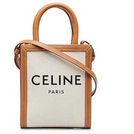 Céline-Celine White Mini Cabas Verticais-Branco,Outro