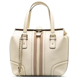 Gucci-Gucci White Leather Treasure Handbag-White