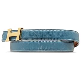 Hermès-Hermes Blue Constance Reversible Belt-Blue