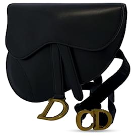 Dior-Cartable Saddle en cuir noir Dior-Noir